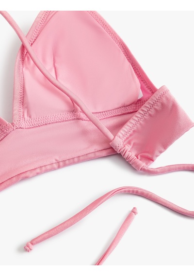Koton Bralet Bikini Üstü Arkası Çapraz Askılı V Yaka Pembe 4sak10205mm Gül