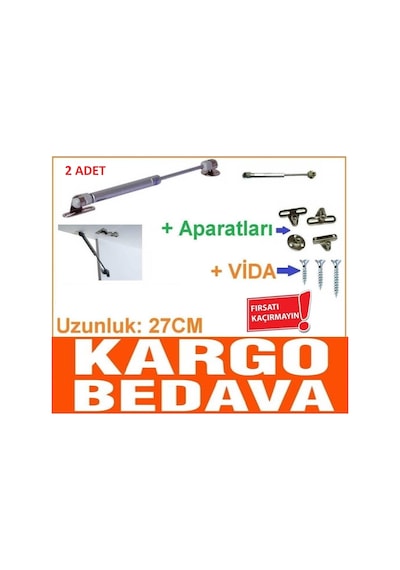 2 Adet Dolap Gazlı Kapak Makas Piston Frenli 80N N11.14882