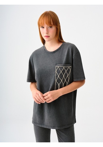 Regular Fit Kadın Tshirt K.kol Antrasit