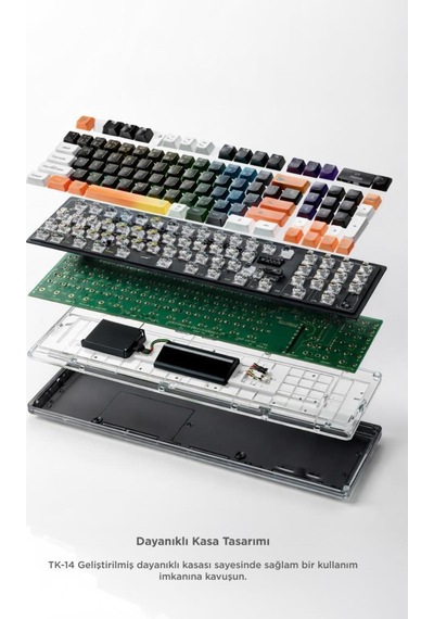 Oyuncu Klavyesi Rgb Işıklı Dijital Ekranlı 3 Modlu Mekanik Hisli Kablosuz Klavye Tk14