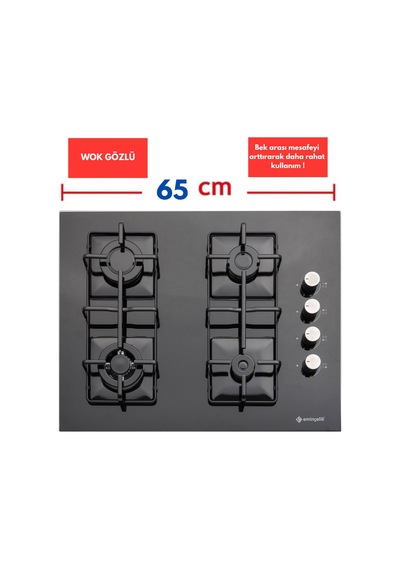 Eminçelik & AFM A47 FM7710 + 1240G Wok65 + FM3409 Antrasit - Gri Dijital 3'Lü Ankastre Set