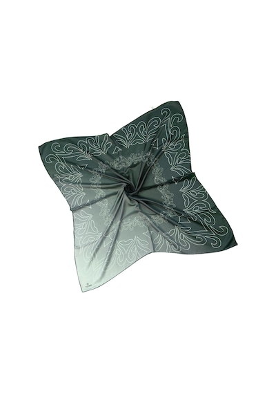 Mim Eşarp Valino Degrade Desenli Şifon Eşarp 90x90 Cm Siyah - Gümüş