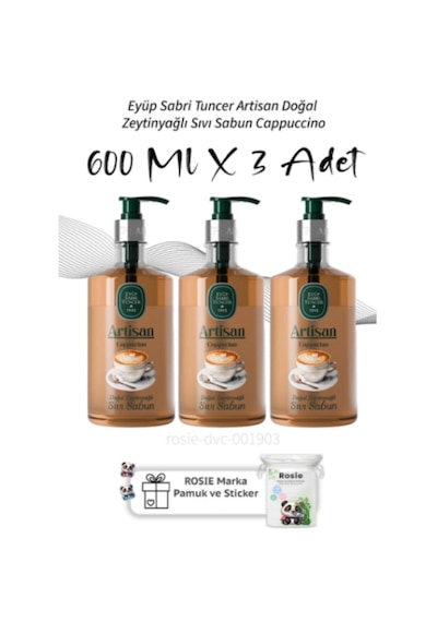 Eyüp Sabri Tuncer Artisan Cappuccino Doğal Zeytinyağlı Sıvı Sabun 3 x 600 ML
