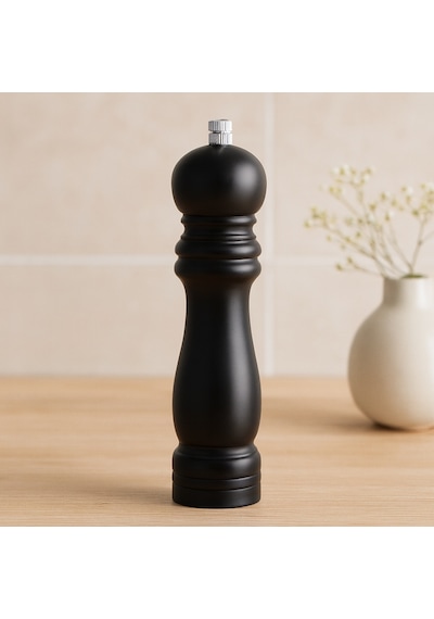 Siyah Ahşap Tuz Ve Baharat Öğütücü - Büyük Ø4.5 Cm X 19.5 Cm Renkli