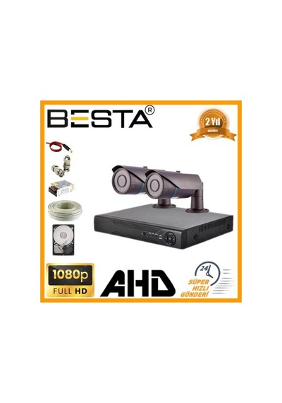 2 Mp 1080p 2 Kameralı Harddisk Dahil Ahd Güvenlik Seti