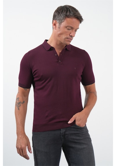 İmza Bordo Polo Yaka Kısa Kol Örme Comfort Fit %100 Pamuk Kazak 1012260151
