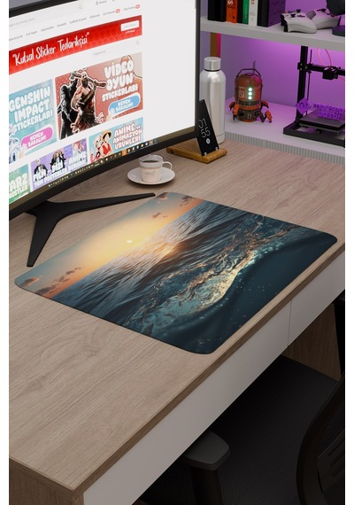 Okyanus Kaymaz Dikişli Kauçuk Oyuncu Mousepad V1 - 48x40 Xl Gaming Mouse Pad Fare Altlığı