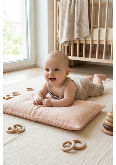 Çift Katlı Müslin Çocuk Yastık Kılıfı %100 Pamuk 35x45 cm 2’li Bebek Çocuk Kılıf Seti Somon