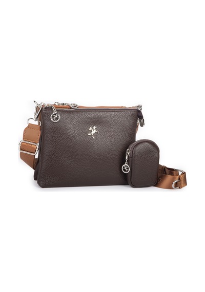 Nas Bag Mini Kadın 3 Gözlü Cüzdanlı Günlük Çapraz Çanta Kahve Taba Lopez