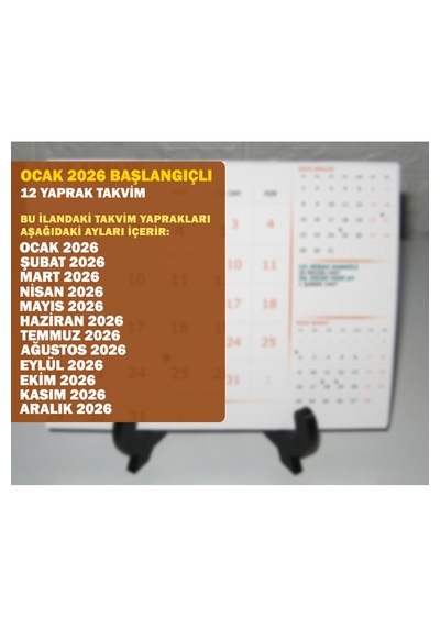 Ocak 2026 - Aralık 2026 Yılı Masa Takvimi 12 Yaprak Hicri Dini Günler Resmi Tatiller