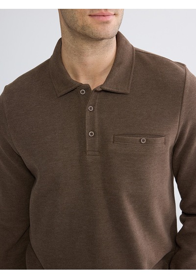 Lcwaıkıkı Classic Kahverengi Polo Yaka Erkek Sweatshirt