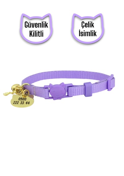 İsimli, Güvenlik Kilitli Kedi Tasması- , İsimlikli Tasma Llkkdz