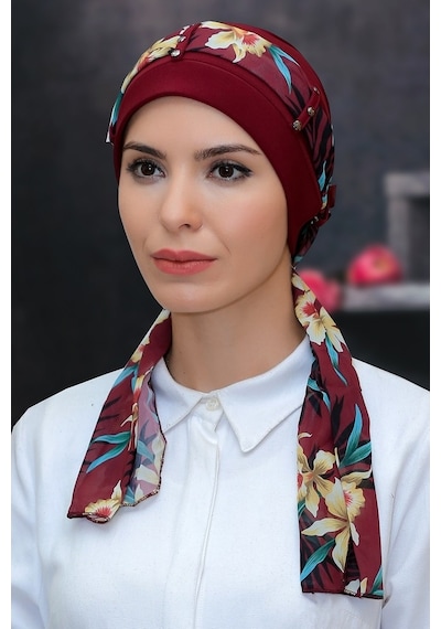 Hürrem Bone Bordo Pratik Hazır Geçmeli Tesettür Bone Sandy Kumaş Desenli Şifo (545491053) Bordo Hürrem Bone Bordo Pratik Hazır Geçmeli Tesettür Bone Sandy Kumaş Desenli Şifo (545491053) Bordo
