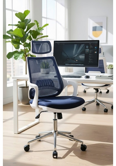 Ofisbazaar Buya Beyaz Fileli Ofis Koltuğu Ergonomik Ve Modern Tasarım Lacivert Lacivert Ofisbazaar Buya Beyaz Fileli Ofis Koltuğu Ergonomik Ve Modern Tasarım Lacivert Lacivert