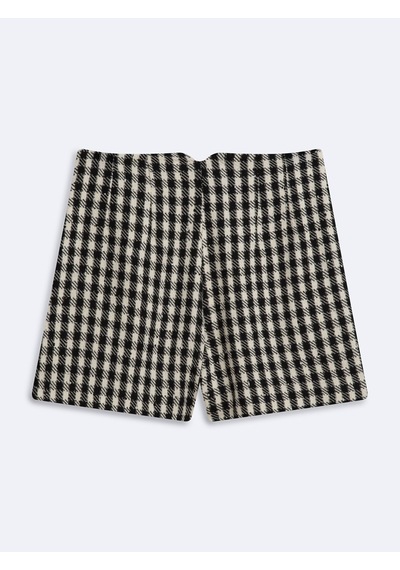 LTB Slim Fit Kare Desenli Mini Siyah Şort