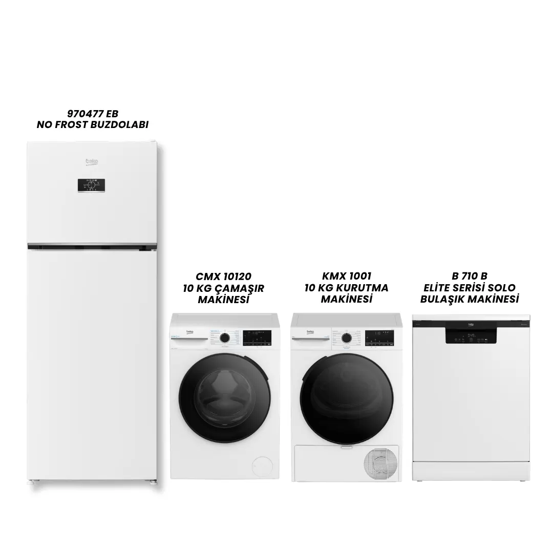 Beko 970477 EB - CMX 10120 - KMX 1001 - B 710 B Beyaz Eşya Setleri