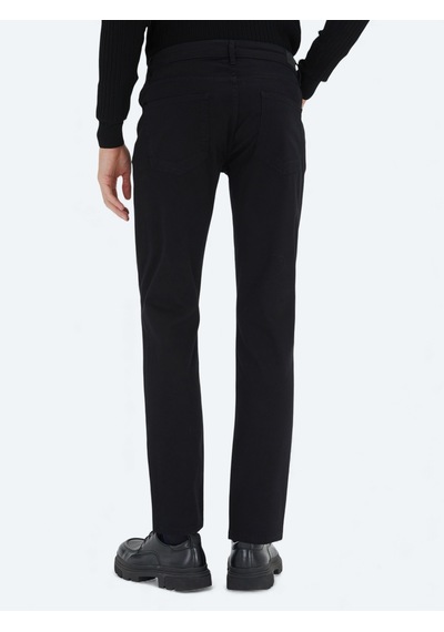 Kip Siyah Düz Dokuma Slim Fit Casual Pamuk Karışımlı Pantolon Siyah -