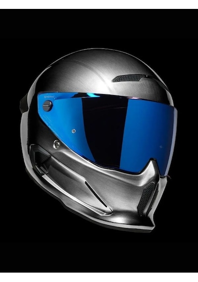 Ruroc Atlas 4.0 Mercury Kapalı Motosiklet Kaskı, Blue Iridescent Vizör Dot Sertifika Karbon Gri