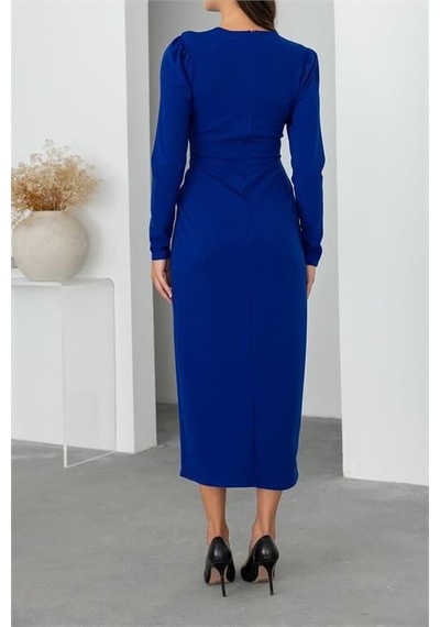 Dip Moda Kadın Kruvaze Yaka Broş Detaylı Midi Elbise Dpnbmy3588 Saks Dip Moda Kadın Kruvaze Yaka Broş Detaylı Midi Elbise Dpnbmy3588 Saks