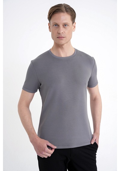Efor Comfort Fit Bisiklet Yaka %97 Esnek Pamuklu Antrasit Tişört Ts 885