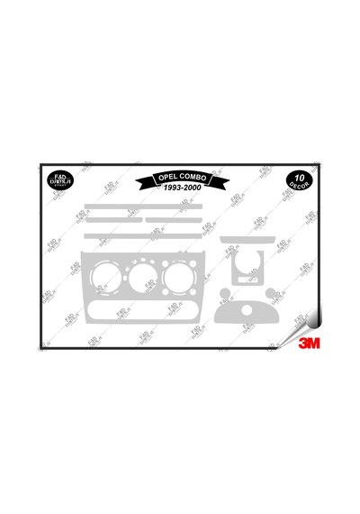 Opel Corsa B Tigra Combo 1993-2000 Torpido Konsol Trim Göğüs Maun Kaplama Set 10 Parça Gümüş