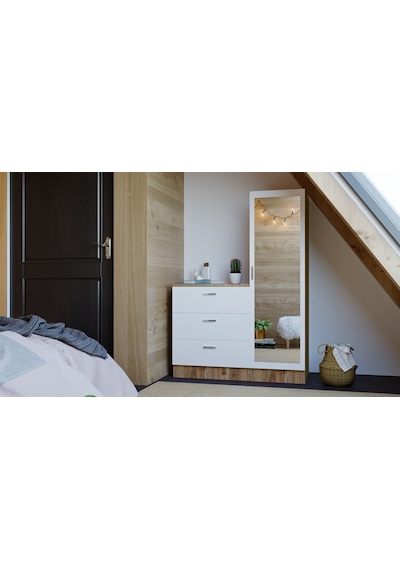 Robin Home Lyana Aynalı Şifonyer Gardırop Çam-Beyaz (468193406)