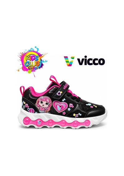 Vicco Vicoo Olmo Akıllı Bağcıklı Işıklı Ortopedik Çocuk Spor Ayakkabı siyah
