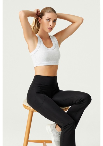 Los Ojos X Melodi Gri Pamuklu Kalın Askılı Crop Top Tank Kar Melanj
