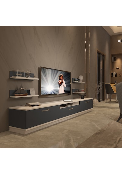 Decoraktiv Trendstyle 270r Mdf Tv Ünitesi Tv Sehpası Beyaz - Antrasit