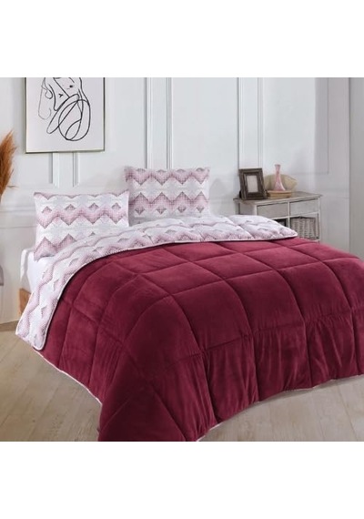 Çift Kişilik Lüx Wellsoft Yorgan Çift Taraflı Yastık Kılıflı 195x215 Cm Yorgan + Yastık Kılıfı Set Bordo Sku: Zeusb0dfywlh67 Açik Mavi