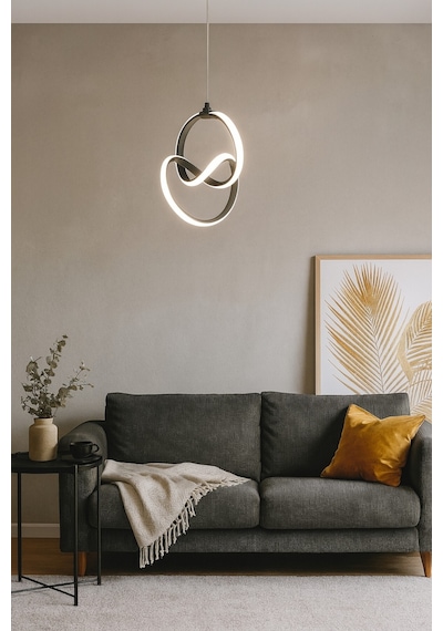 Doruk Antrasit Renk Modern Tasarım - Salon - Mutfak - Hol Beyaz Led Sarkıt Avize Antrasit