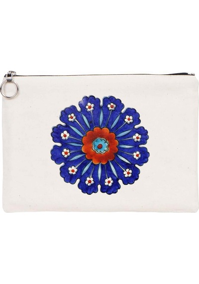 Türk El Sanatları Tablet/portföy Çanta - Astarlı 30x21 Cm Beyaz - No.013 Beyaz - Siyah