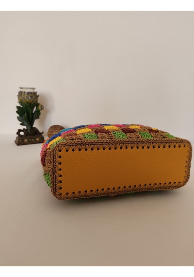 Fikriharika Design El Yapımı Renkli Kağıt İp Sepet Örgü Omuz Çantası Deri Tabanlı, Astarlı Ve Cepli Bohem Tasarım Çok Renkli Fikriharika Design El Yapımı Renkli Kağıt İp Sepet Örgü Omuz Çantası Deri Tabanlı, Astarlı Ve Cepli Bohem Tasarım Çok Renkli