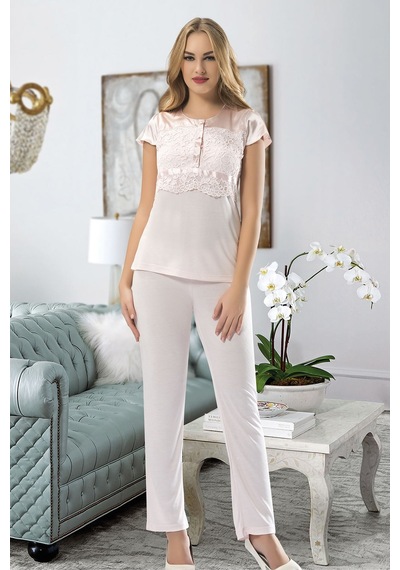 Cojans Pudra Penye Pijama Takımı Çok Renkli