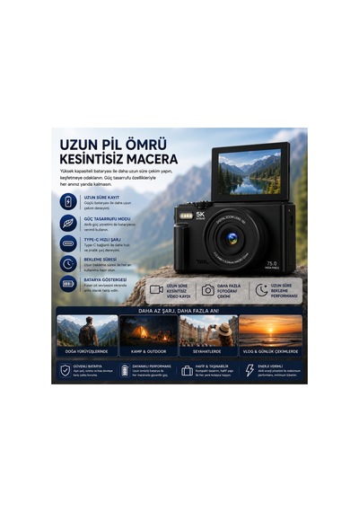 Robeve 5k Vlog Uhd 75mp Fotoğraf Makinesi