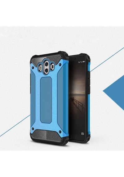 Kilifone - Huawei Uyumlu Mate 10 - Kılıf Çift Katman Zırh Tank Crash Military Kapak - Mavi