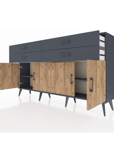 Arges Konsol 2 Raflı 4 Çekmeceli 8 Kapaklı 176x30x99 Antrasit-çam Antrasit-çam/antrasit Arges Konsol 2 Raflı 4 Çekmeceli 8 Kapaklı 176x30x99 Antrasit-çam Antrasit-çam/antrasit