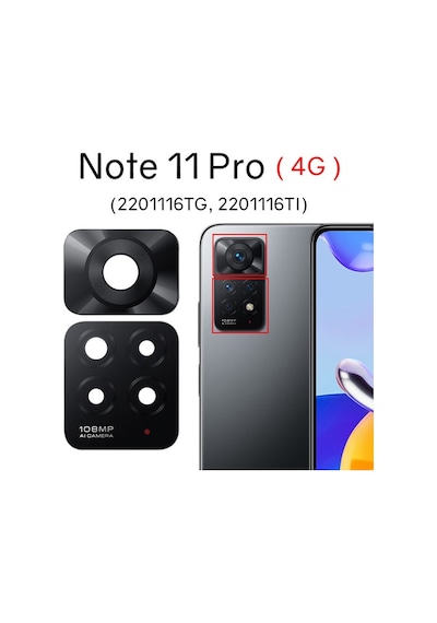 Tkgz Xiaomi Uyumlu Redmi Note 11 Pro Arka Kamera Camı Lens Yapışkanlı