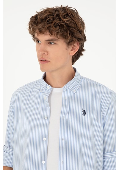 U.S. Polo Assn. Erkek Mavi Çizgili Gömlek 50288675-VR036 U.S. Polo Assn. Erkek Mavi Çizgili Gömlek 50288675-VR036