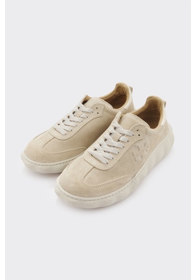 Derinet Hakiki Deri Kadın Sneaker Bej Süet Bej Süet