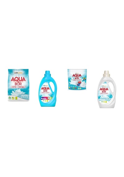 Aquabor Doğal Mineralli 4 Kg Beyaz + Sıvı Renkliler + Tablet + Sıvı Beyaz 4 Lü Set 0.75 LT - 2.5 LT - 12 KG 32041127