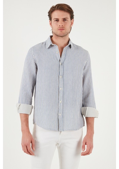 Buratti Çizgili Regular Fit Pamuklu Uzun Kollu Erkek Gömlek Cf25S129721 Saks