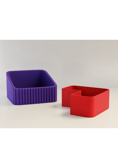 3d Baskı Fıstık Kasesi - Çift Hazneli Kabuk Ayırıcı Sunum Kasesi - Mor Kırmızı Diğer