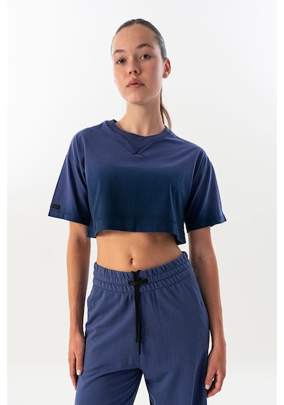 Maraton Comfort Kadın Bisiklet Yaka Mor Crop Top Mor