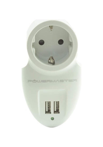 Powermaster PM-16895 2xUsb Tekli Akım Korumalı Priz Beyaz