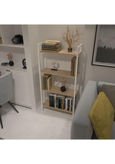 Dekoratif Kitaplık Ahşap Çok Amaçlı Raf Mini Kİtaplık Beyaz