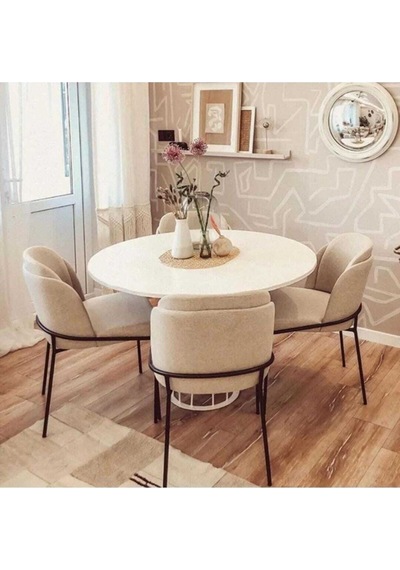 Mutfak Sandalyesi 6'lı Set Salon Sandalyesi Papel Sandalye Çift Papel Sandalye Lüks Sandalye Morena Krem