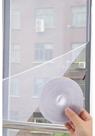 Pencere Sineklik Kolay Kesilir Cırt Yapışkanlı Sineklik 100x150cm 4 Metre Bant Dahil Beyaz Kf010 Gor