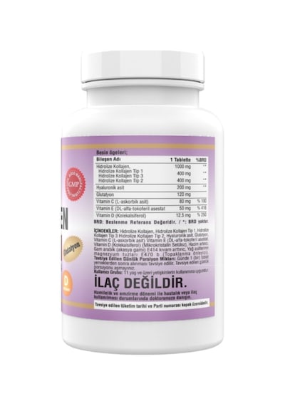 180 Tablet Hidrolize Collagen Tip 1-2-3 Glutatyon Vitamin D&e