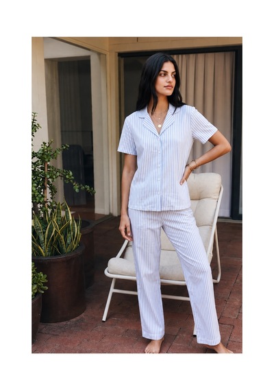 Fit Women Viskon Karışım Homewear Mavi Pijama Takımı